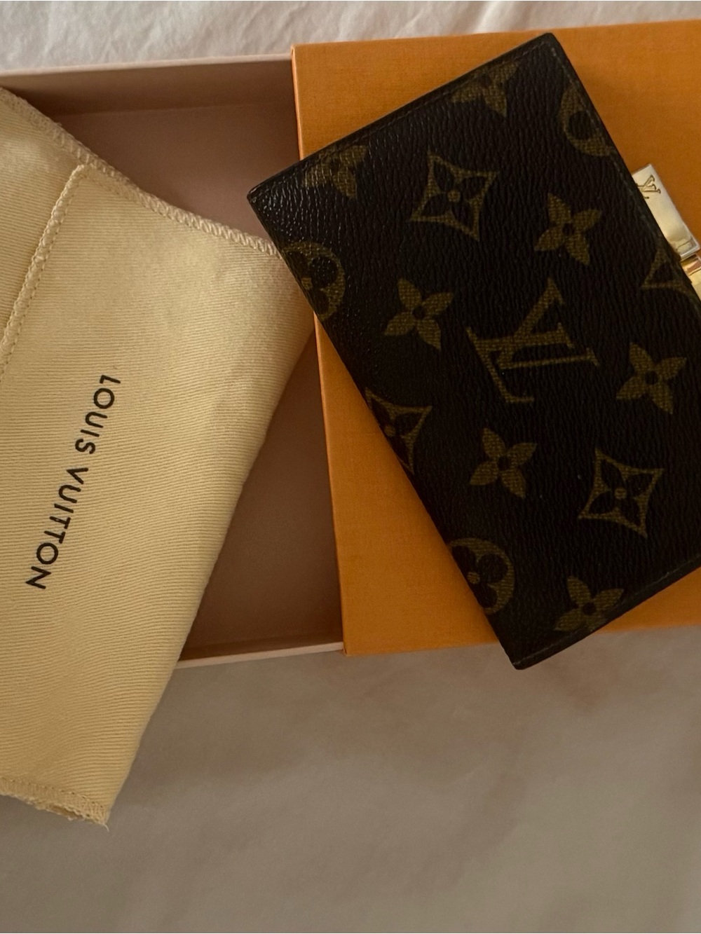 Louis Vuitton Monogram Clasp Wallet - Brown and Gold Accents